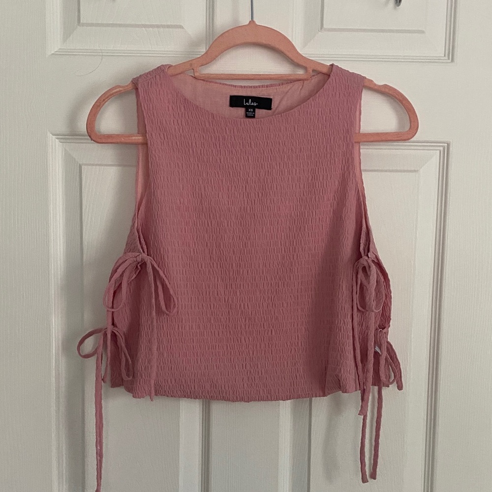 Lulu's Blush Sleeveless Blouse with Side Ties